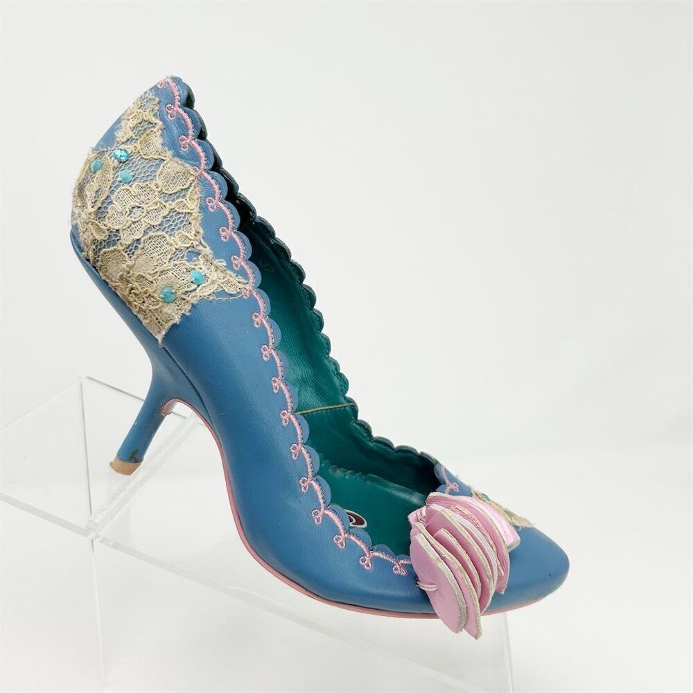 Irregular Choice Women's Stiletto Heels Blue Pink Floral Party Size 37 (US 6)